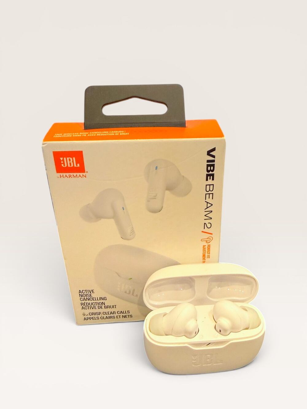 JBL Vibe Beam 2 True Wireless Noise Cancelling Earbuds White Like New
